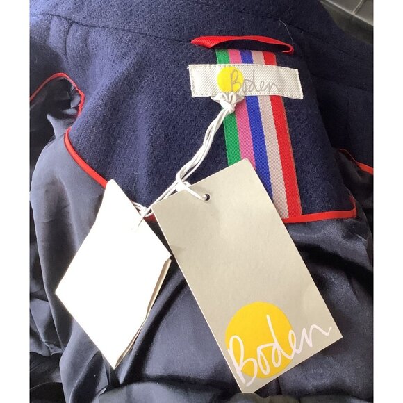 NWT Boden Womens Navy Wool Blend Cropped Jacket With Buttons & Collar Size 4 - Picture 5 of 7